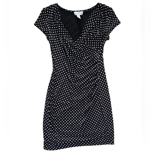 Joseph Ribkoff Black Wrap Dress Polka Dot Stretch V Neck Size 12 Business Preppy - Picture 5 of 5